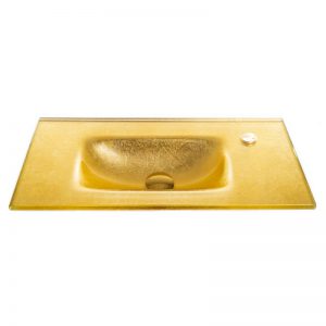 כיור זכוכית אינטגרלי בצבע זהב מקומט 60/30 ס"מ 9660MG
