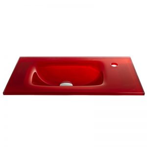 כיור זכוכית אינטגרלי בצבע אדום 60/30 ס"מ – 9664
